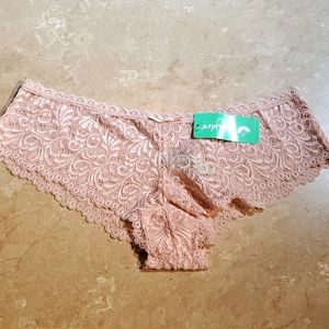 Honeydew Pink Lace Cat Hipster Panty L